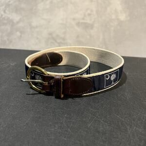 Barrons Hunters South Carolina Belt Mens 30 Blue Leather Palmetto Preppy Golf